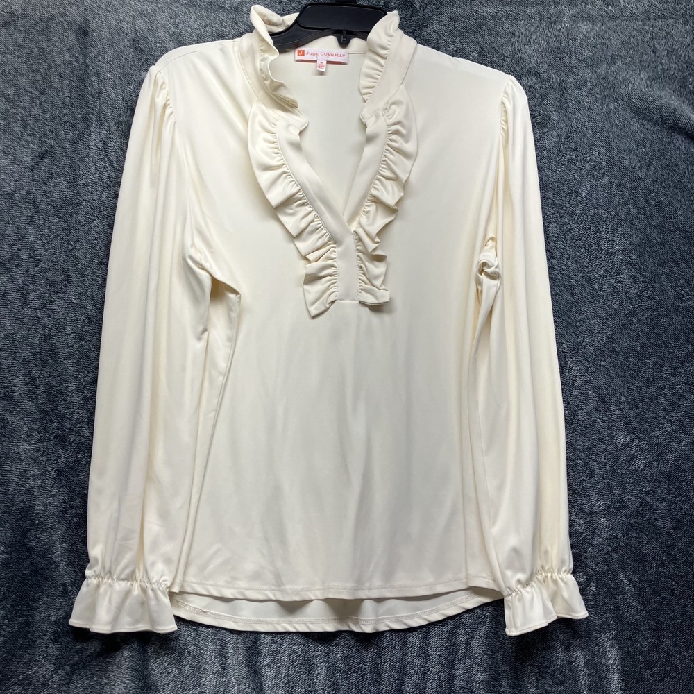 Jude Connally Womens Size M Beige Wren V Neck Blouse Top (K9)